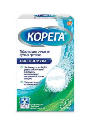 Корега био формула таблетки для очищения съемных зубных протезов (30 шт)