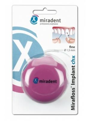 Miradent Mirafloss Implant CHX тонкая зубная нить для имплантов и брекетов 1.5 мм