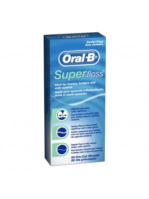 Oral-B Super floss нить мятная межзубная, для брекетов и мостовых коронок 50 шт.