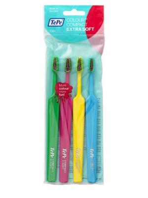 TePe Colour Compact X-Soft набор зубных щеток с мягкими щетинками (4 шт)